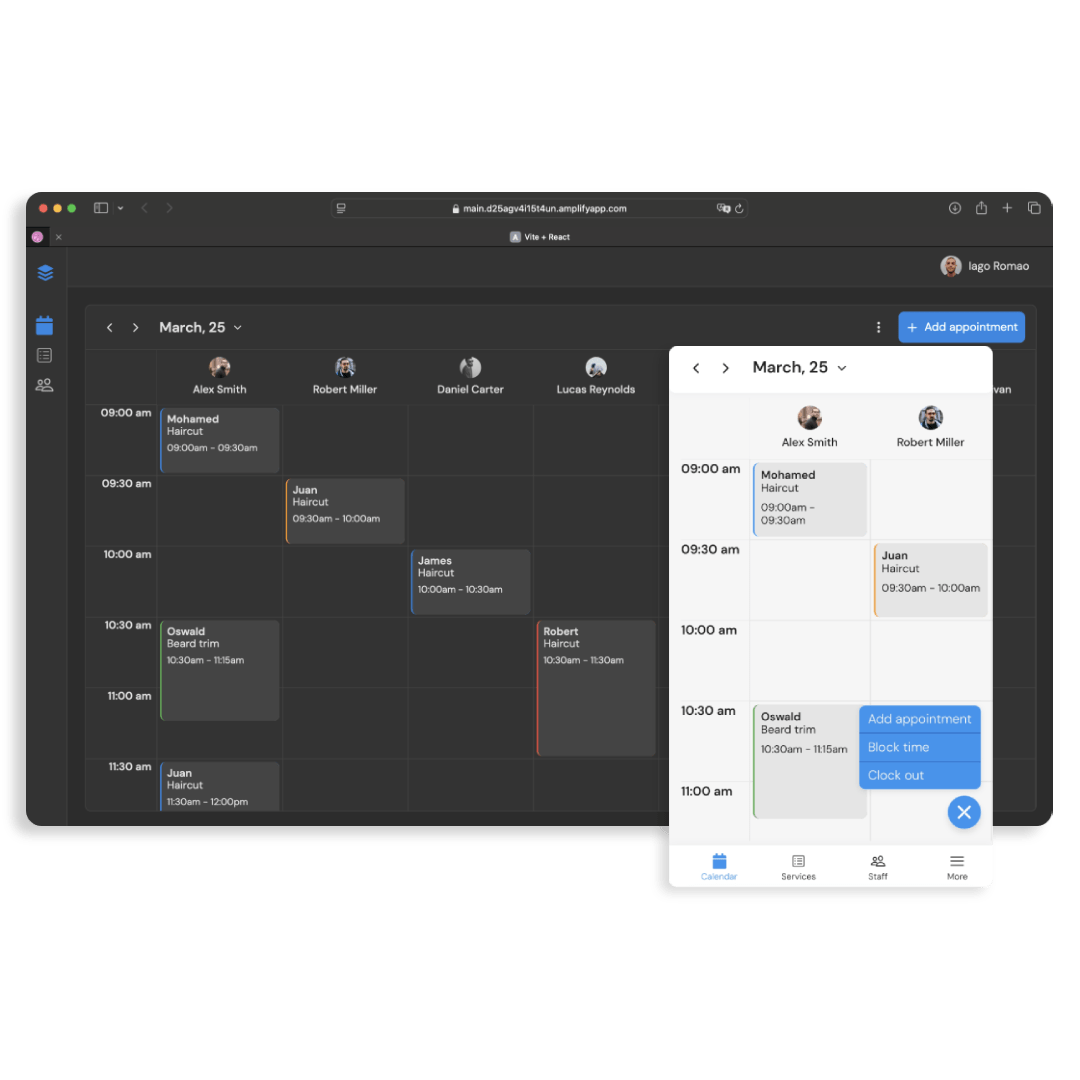Barver shop app SaaS mockup